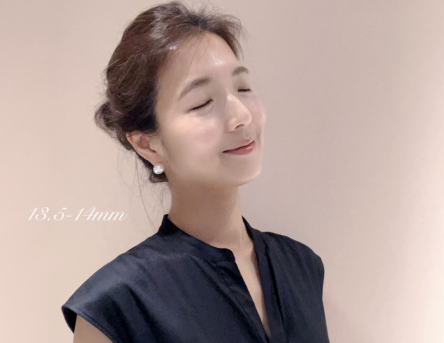 13.5-14mm 南洋白色珍珠耳環