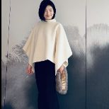 30% 喀什米爾 70% 高支羊毛 白色上衣斗篷  