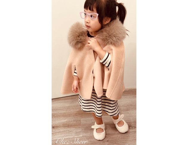 小伊麗莎白狐狸毛斗蓬|柔雲奶杏色