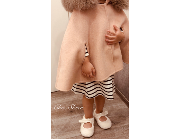 小伊麗莎白狐狸毛斗蓬|柔雲奶杏色