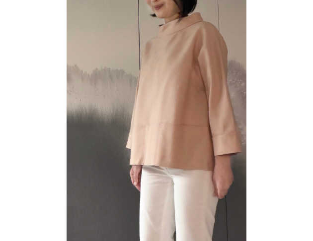 粉色段面長袖上衣