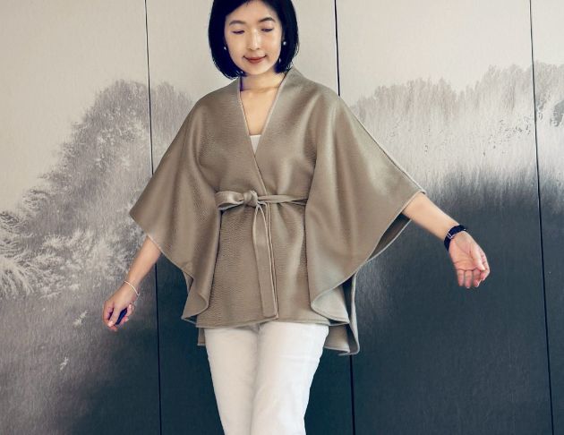 100% Cashmere 綁帶斗篷