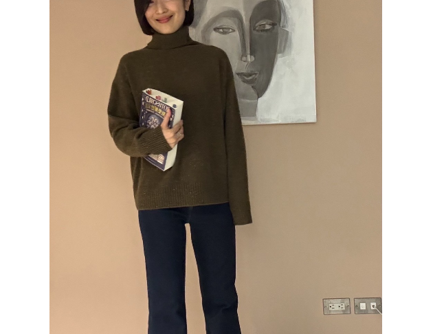 100% Cashmere 喀什米爾橄欖綠色毛衣 -