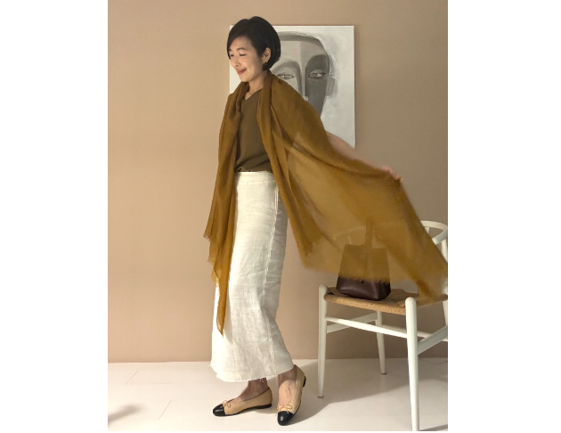 100% Cashmere 喀什米爾橄欖色披肩圍巾（完售）